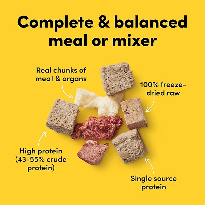 Raw100 Freeze-Dried Beef Organs Dog Food, Meal or Mixer, High Protein, Complete and Balanced, No Corn or Wheat, 4oz