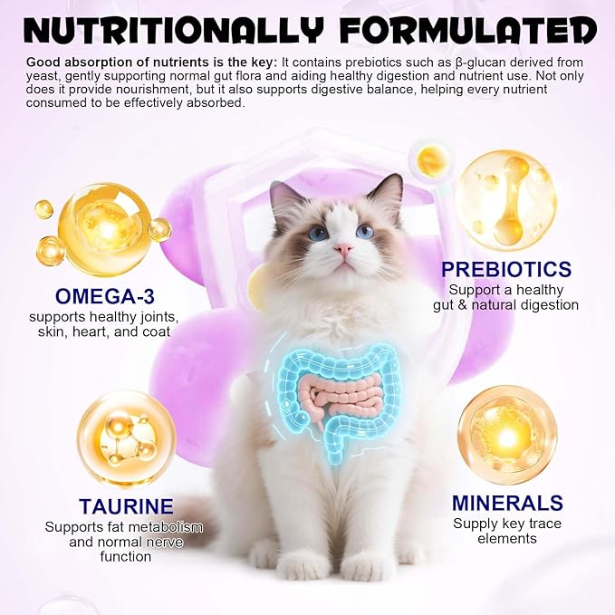 Cat Multivitamin Chews,15 in 1 Cat Vitamins Treats - Multivitamin, Taurine, Omega 3, Biotin, Prebiotics for Health + Immune Support, Skin & Coat, & Digestion (1)