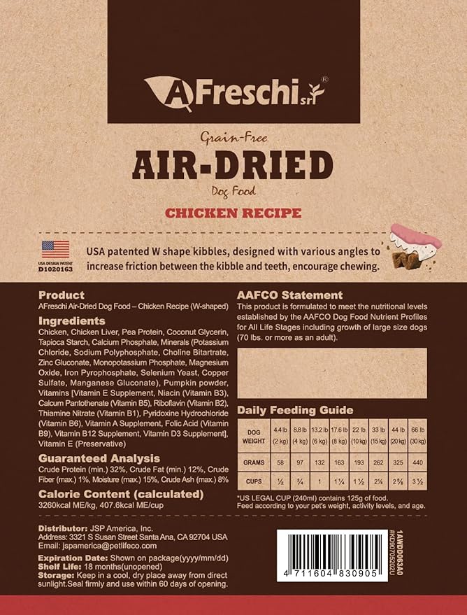 A Freschi srl Air-Dried Puppy & Adult Dog Food - Real Chicken Recipe | Grain-Free | High-Protein for Toy, Small & Large Breeds | Ideal for Picky Eaters, 1 lb Starter Bag