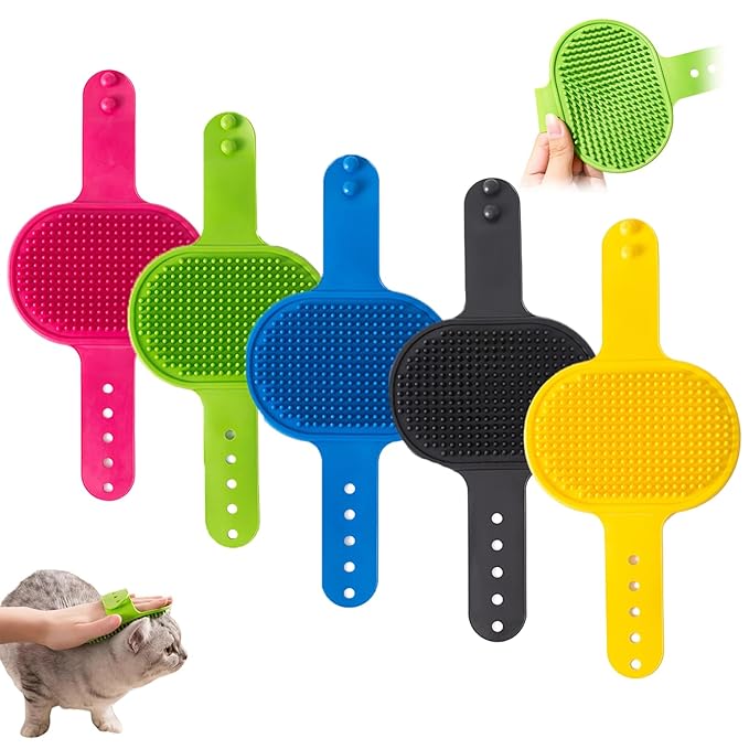 Silicone Grooming Strap Pad for Cats, Silicone Grooming Strap Pad 2-in-1self Groomer for Kitten,Bathing Brush,Scratching Board Pet Supplies for Cats Tree Furniture Sofa Chair Legs (5pcs Mix)