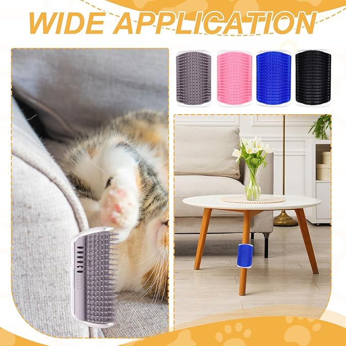 Self Grooming Cat Brush, Cat Self Groomer Scratcher with Catnip Softer Scratchers Wall Corner Groomer Massage Combs(4Pcs, S, Black) for Long Short Fur Pets/Kittens/Puppies