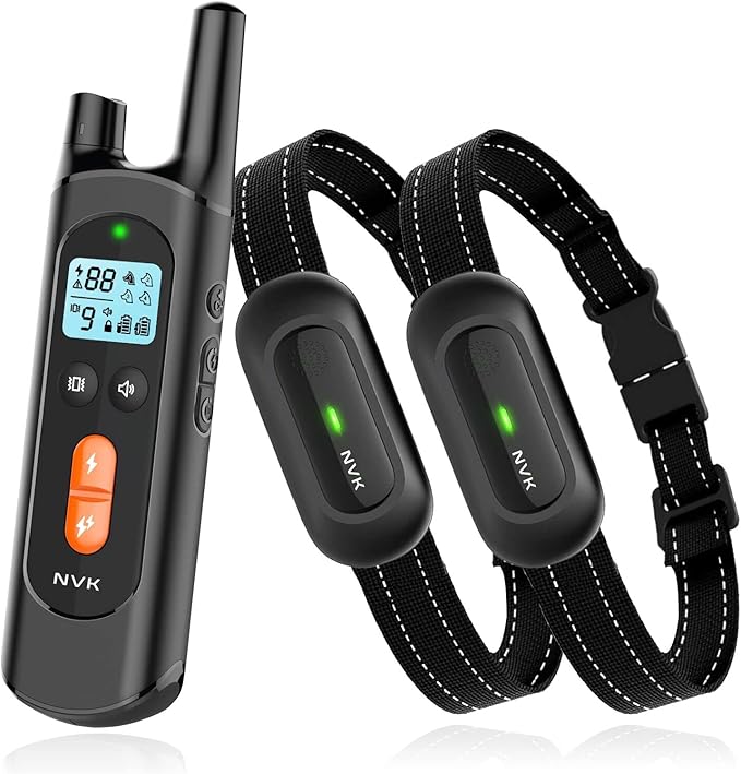 NVK Shock Collar for 2 Dogs, Dog Training Collar with Remote for Small Medium Large Dogs, Rechargeable Dog Shock Collar with Shock, Vibration, Beeps Modes, IPX7 Waterproof, Range up to 1600Ft