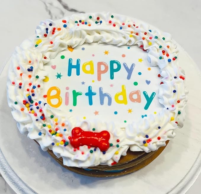 Dog Birthday Cake- Handmade Crunchy Cookie Treat- Made Fresh- Handmade with Love- Perfect Dog Party Gift Boxed, Iced and Decorated