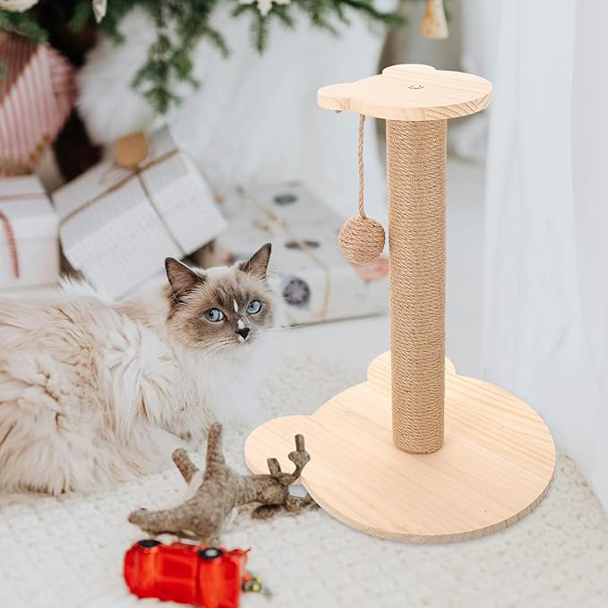 UPKOCH Cat Scratching Post Kitten Scratching Pole with Sisal Rope and Solid Wood Base Sturdy Floor Scratcher for Indoor Cats Daily Use Pet Supplies
