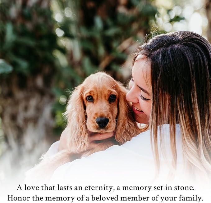 Dog Grave Markers Outdoor Stone, Personalized Pet Loss Gifts Cat Dog Memorial Garden Stone (S-007)