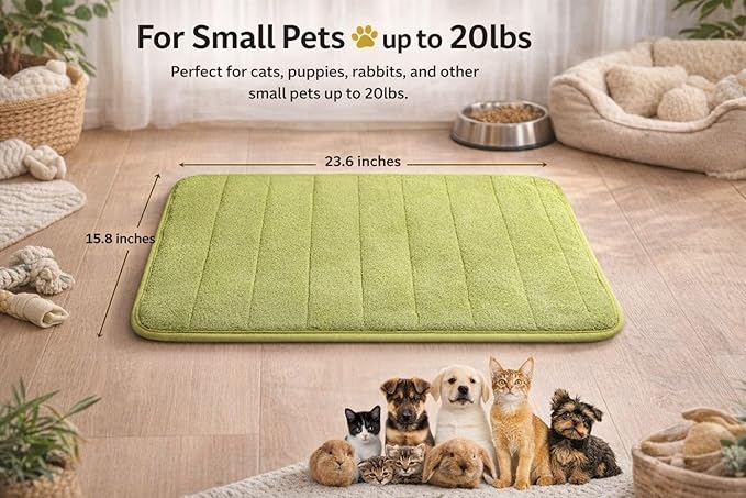 Washable Pet Bed Mat (23.6 x 15.8 Inch) – 3-Pack for Indoor/Outdoor Use, Soft Sleeping Mat for Cats, Small Pets, Kitty, Puppy, Rabbit – Cozy Bedding Pads for Pets Up to 20lbs