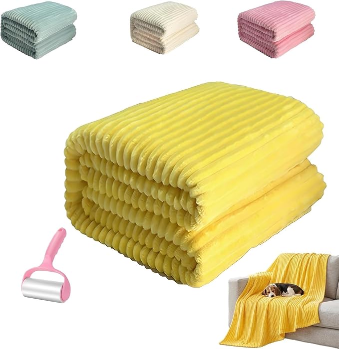 Emotional Support Dog Blanket, Soft Plush Security Blanket for Dogs & Cats, Calming Comfort Throw for Couch Bed Kennel Crate, Machine Washable Pet Supplies(Yellow,39.37 * 59.06")