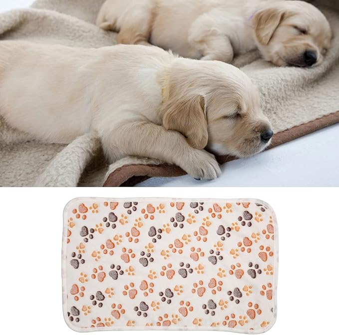 3Pcs Dog Paw Print Fleece Blanket, Pet Warm Sleep Mat, Coral Fleece Soft Dog Blanket with Cute Paw Design, Bite Resistant Pet Supplies for Dogs Cats Small Animals (25.5cm)
