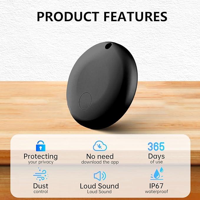 Bluetooth Tracker Android - 2 Pack, Item Finders Locators Work with Google Find My App (Only for Android), Tracker Tag for Keys, Luggage, Backpack, Wallet, Vehicle, Pets (Black)