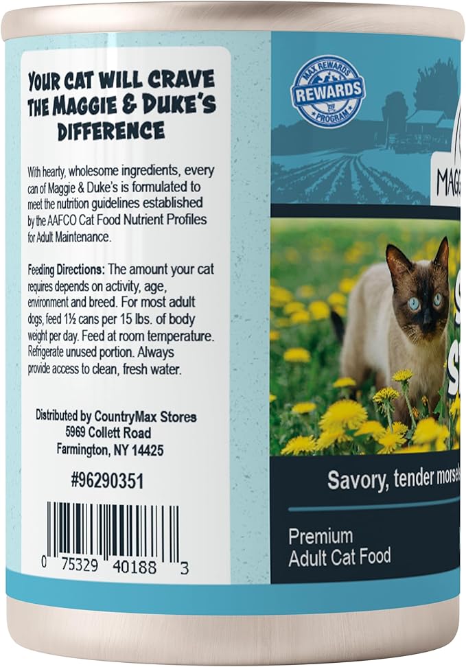 CountryMax Maggie and Duke’s Canned Cat Food – 14 oz – High-Protein, Real Meat, Wet Food for Adult Cats & Kittens (Case of 12 Cans, Savory Seafood)