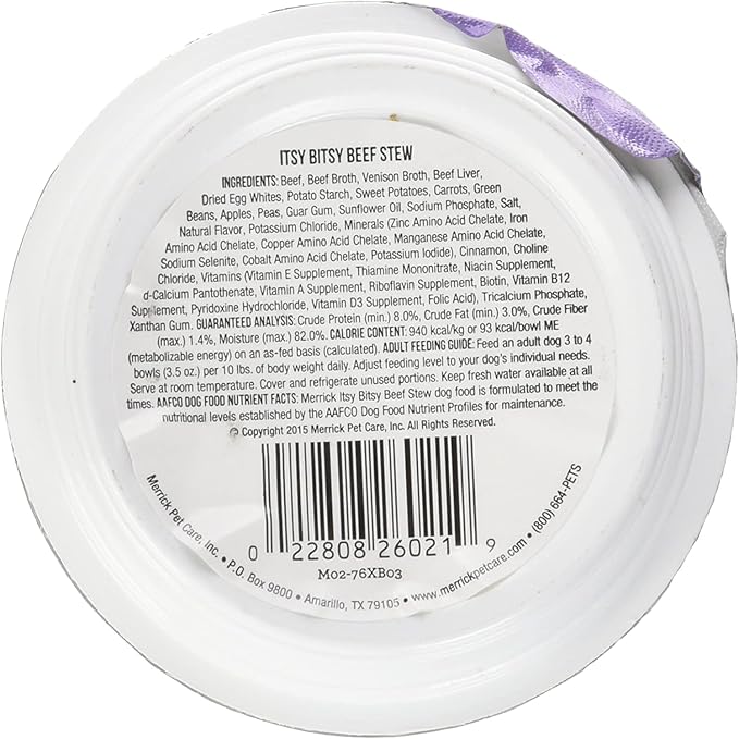 Merrick Lil's Plates 3.5-Oz Grain Free Wet Food for Small Breed Dogs12 Cans - Itsy Bitsy Beef Stew