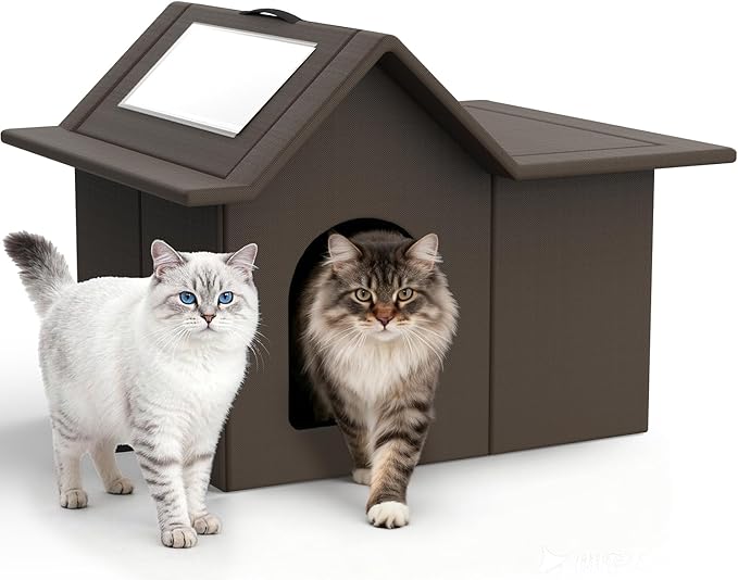 Outdoor Cat House, Weatherproof Pet Shelter for Cats, Durable Cat Bed for Outdoor Indoor, Easy Assembly