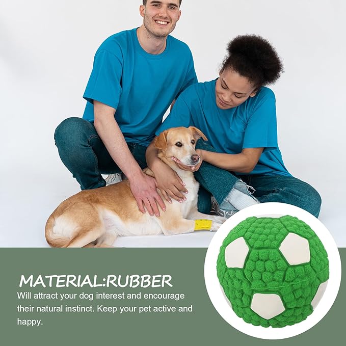 Dog Football Squeaky Chew Ball Sturdy Rubber Teething 9.5cm for Small Dogs Puppies Interactive Play Fetch Pet Supplies