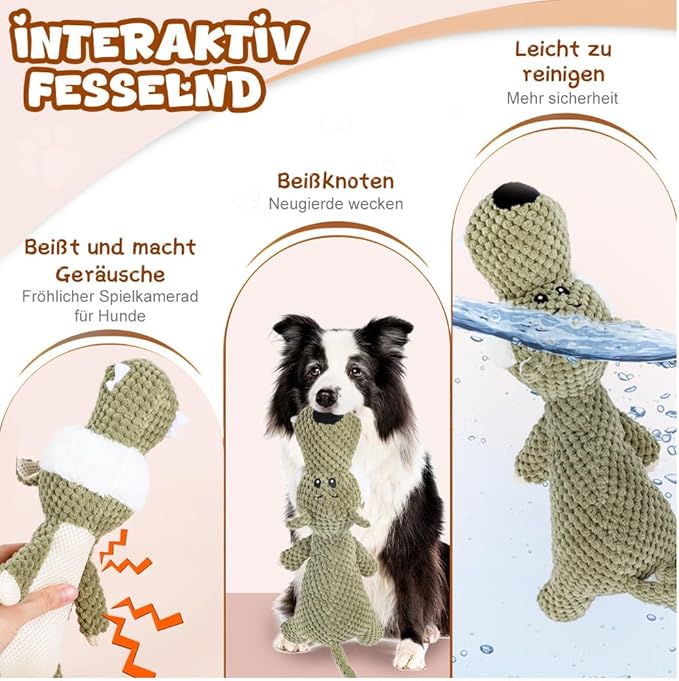 2026 New Dog Toys,Indestructible Plush Dogs Toy for Aggressive Chewers,Squeaky Durable Chew Toy for Indoor Pups Teething, Stuffed Toys for Small Medium Large Dogs (A-Yellow+Grey)