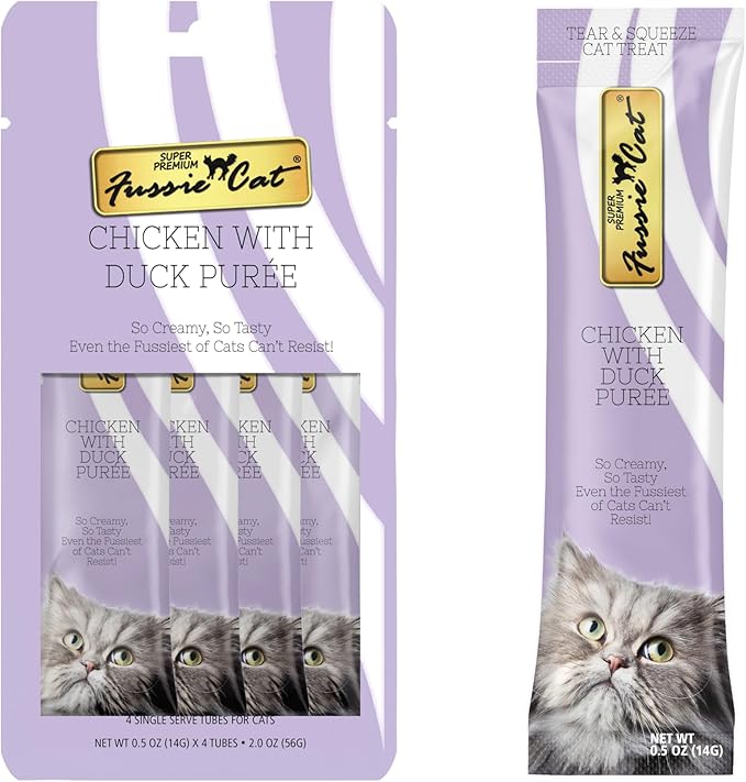 Fussie Cat Chicken with Duck Puree Grey 4 Count (Pack of 4)