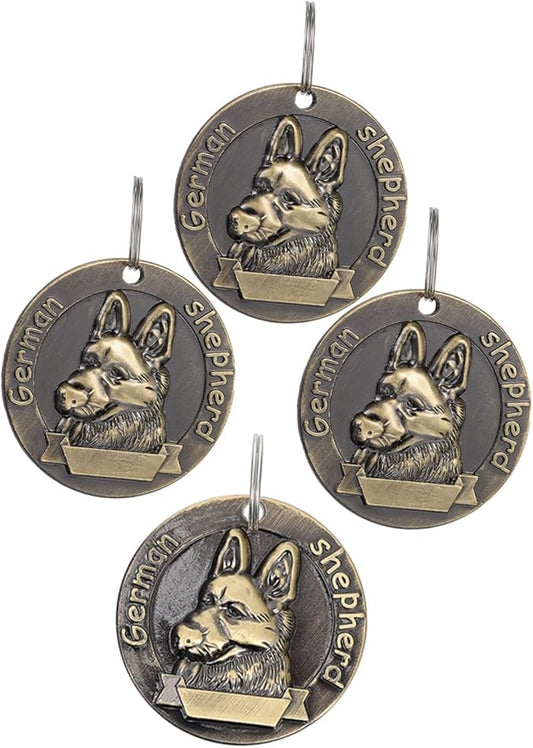 Cabilock 4pcs Vintage Bronze German Shepherd Dog Tags Pet Id Name Tags Alloy Collar Charms for Dogs Pet Supplies
