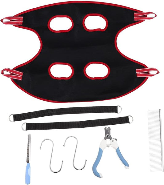 Happyyami 1 Set Pet Grooming Hammock Sling for Dog Cat Nail Trimming Includes Nail Clipper File Lightweight Durable Grooming Bag