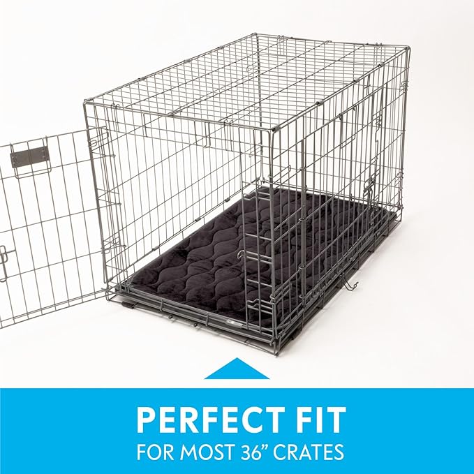 Paw Inspired Washable Padded Crate Mats for Dogs | 35” x 22” Pad, Fits 36-inch Kennels | Leakproof, Plush Pet Beds (Gray)