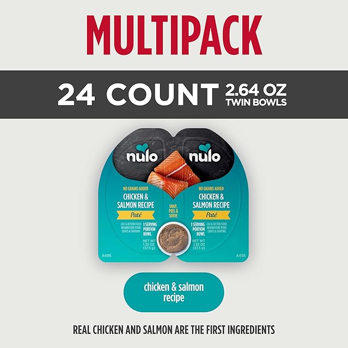 Nulo Split Cup Chicken & Salmon Recipe Grain-Free Pate Wet Cat & Kitten Food, 2.64 Ounce, Case of 10