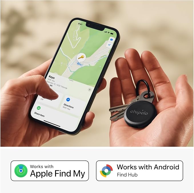 Chipolo LOOP - Rechargeable Bluetooth Tracking tag, Item Locator for Keys & Bags, Compatible with Apple Find My or Find Hub on Android, Out of Range Alerts for Android & Call Your Phone - 4 Pack