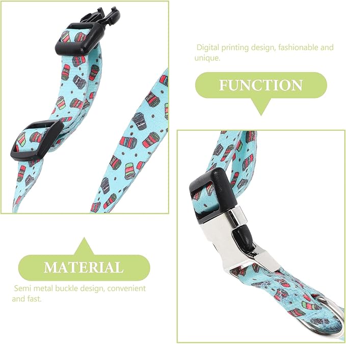 Toyvian Decorative Printed Dog Collar and Cat Neck Collar Thickened with Semi-Metal Buckle Adjustable in Green Coffee Medium for Pet Supplies