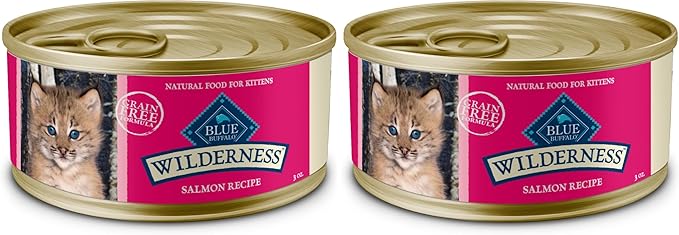 Blue Buffalo Wilderness Natural High Protein Grain Free Wet Food for Kittens,Salmon Pate,3-oz,(Pack of 48)