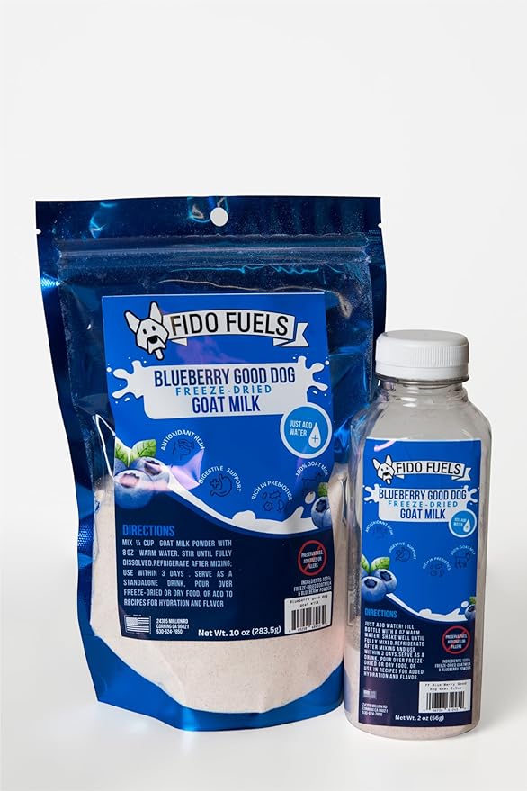 Blueberry Good Dog Freeze Dried Goat Milk - 12 oz Bottle with 2 oz Product