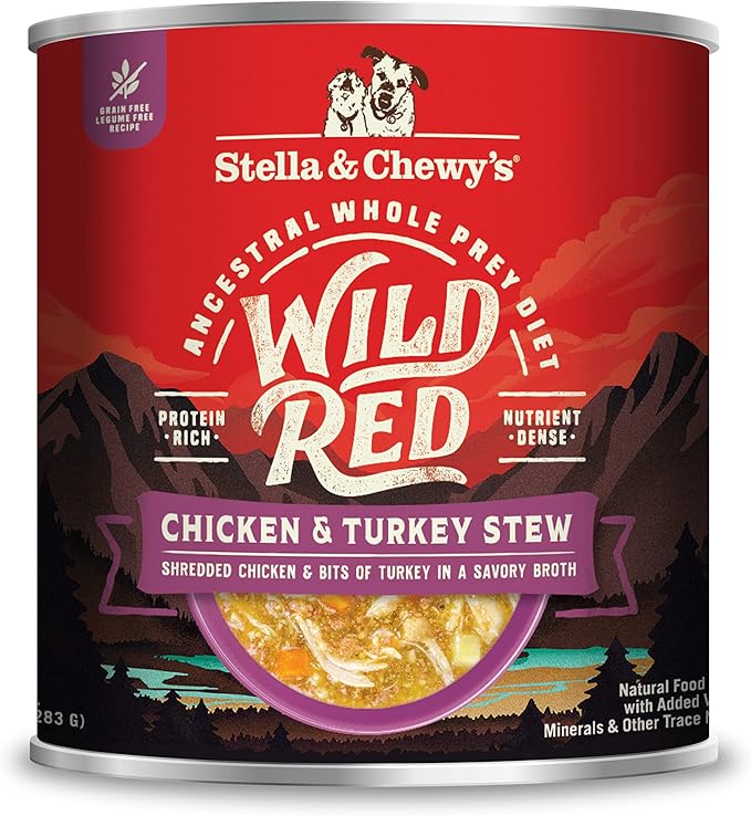 Stella & Chewy's Wild Red Wet Dog Food Chicken & Turkey Stew High Protein Recipe, 10 Ounce (Pack of 6)