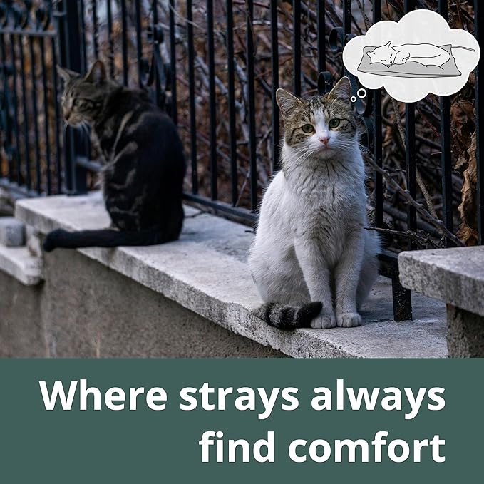 Outdoor Heated Cat Bed, Soft Pet Heating Pad with Steel-Wrapped Cord, Outside Pet Warmer for Feral Cats and Dogs, 27.5" x 15.7", 50 Watts