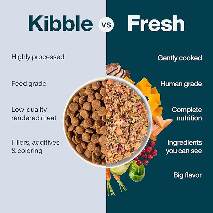 JustFoodForDogs Frozen Fresh Dog Food, Complete Meal or Topper, Venison & Squash Human Grade Dog Food Recipe, 18 oz (Pack of 7)