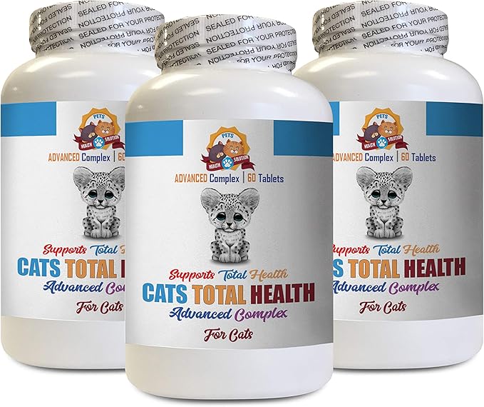 cat Coat Supplement - Cats Total Health Complex - Immune Support - Hair Coat Oral Eye Urinary Care - Vitamin e for Cats - 3 Bottles (180 Tablets)