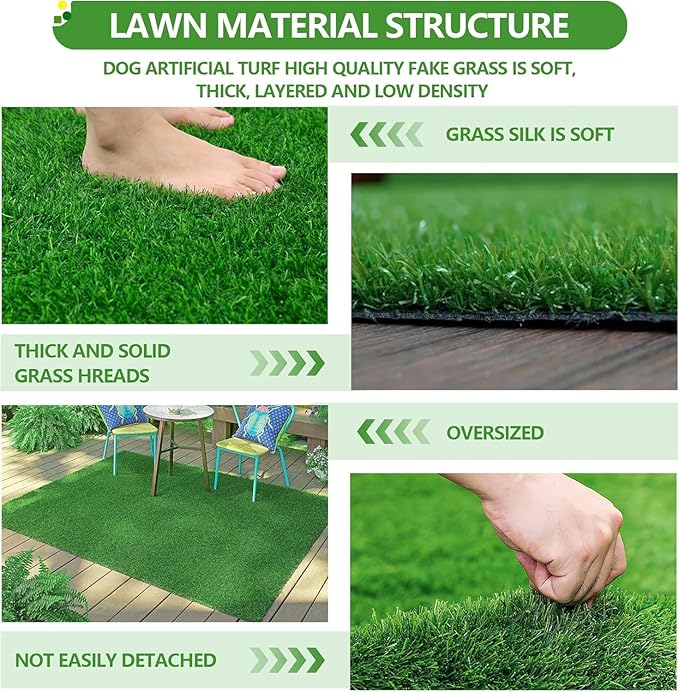 Artificial Grass Rug Turf for Dogs Indoor Outdoor Fake Grass for Dogs Potty Training Area Patio Lawn Decoration