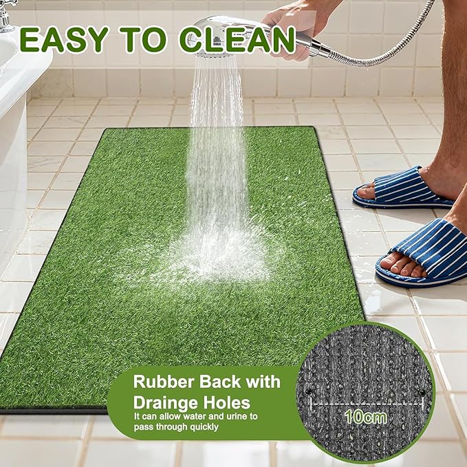 Artificial Grass for Dogs Potty, 19.8"x39.6" Reusable Pet Training Mat for Home and Travel, Washable Hemmed Edge Grass Pee Pad with Drainage Holes, Easy to Clean (19.8"x39.6")