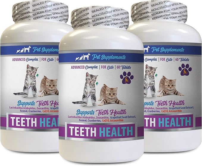 cat Dental Chews - CAT Teeth Health - Advanced Mouth Health Complex - Immune Boost - biotin for Cats - 3 Bottles (180 Tablets)