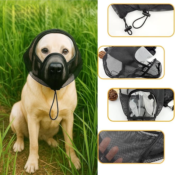 Soft Dog Muzzle,Mesh Adjustable Pet Supplies | Barkless Training Dogs Mouth Muzzle | for Small Medium Large Puppy Home Travel Walking Outdoor Camping Vet Visit