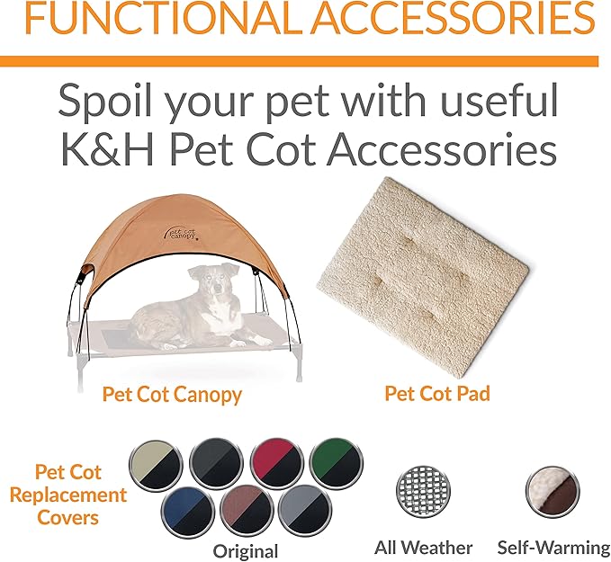 K&H Pet Products Original Pet Cot Elevated Dog Bed Blue/Black Mesh Small 22 X 17 X 7 Inches