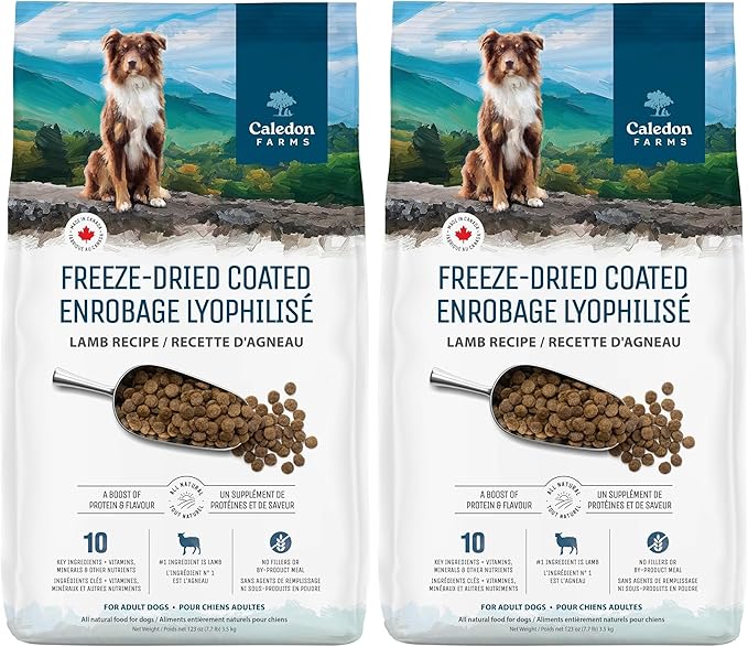Caledon Farms Freeze-Dried Coated Lamb Recipe Premium Dry Dog Food 7.7lb (Pack of 2)