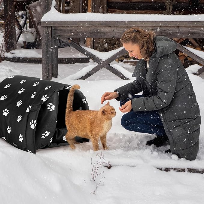 3 Pcs 21.3" x 16.5"x 14.2" Cat Houses for Outdoor Cats Bulk Weatherproof Waterproof Rainproof Foldable Cotton Insulated Feral Dogs Tent Shelter Pet Beds for Warm Outdoor Indoor Garden a 6kg Kitten