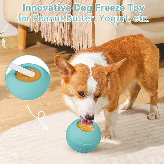 Long-Lasting Interactive Dog Lick Toy, Stuffable Dog Enrichment to Keep Dogs Busy, Wobbly Treat Dispensing Freezable Chew Toys, Food-Grade Safe (Teal Blue,M)