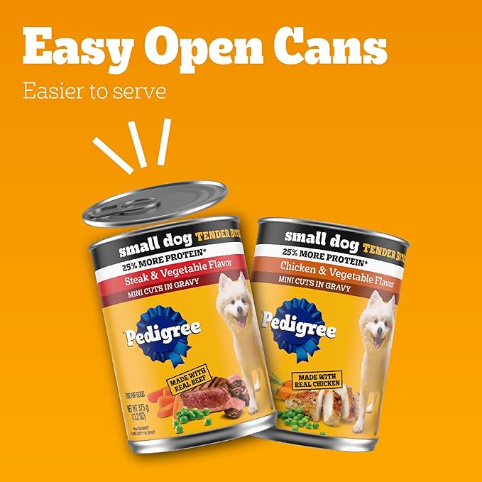 Pedigree Small Dog Tender Bites in Gravy Wet Dog Food Cans Variety Pack, 13.2 oz. Cans (12 Count, Pack of 1)