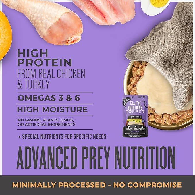 Tiki Cat Solutions Topper, Light, Chicken & Turkey Recipe in Broth, 1.5 oz. Pouch (12 Pack)