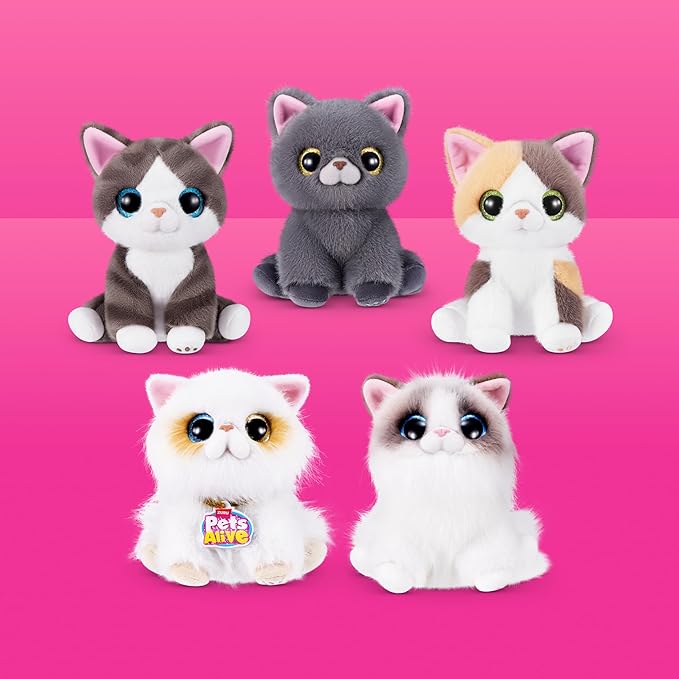 Pets Alive Smitten Kittens Series 2 (Ragdoll) by ZURU – Interactive Plush Cat Toy with 10 Sounds, Surprise Unboxing, Soft Collectible Pet for Ages 3+