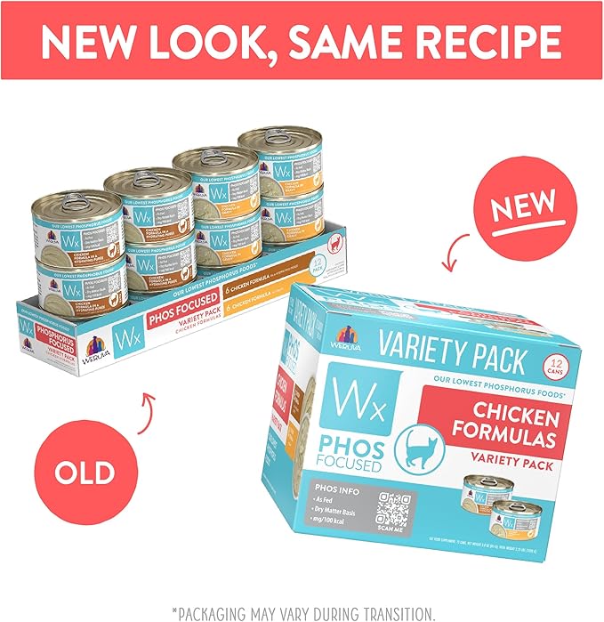 Weruva Wx Phos Focused, Chicken Formulas Variety Pack, 3oz Can (Pack of 12)