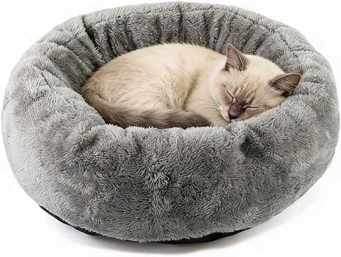 Soft Cat Bed, Cat Beds for Indoor Cats, Calming Nest, Self Warming Cave, Plush Cozy Pod for Indoor Kitten or Small Dogs, Kitty Bed with Non-Slip Bottom