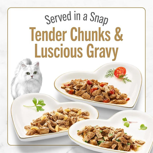 Purina Fancy Feast Gourmet Wet Cat Food Variety Pack, Petites Gravy Collection, break-apart tubs, 48 servings - (Pack of 24) 2.8 oz. Tubs