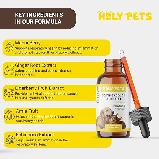 Cough Medicine for Dogs & Cats, Respiratory Infection Support - Sneezing Relief & Kennel Cough Treatment - Pet Asthma Support - Made with Natural Ingredients in The USA (4oz)