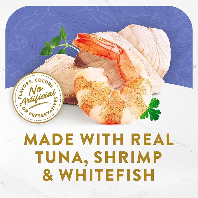 Fancy Feast Purina Limited Ingredient Wet Cat Food Complement,Broths with Tuna,Shrimp & Whitefish - 1.4 oz. Pouches,(Pack of 32)