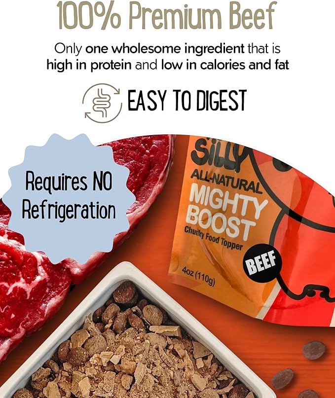 Freeze-Dried Beef Mighty Boost Dog Food Topper | High-Protein Meal Enhancer for Dogs | Grain-Free, All-Natural Pet Food Additive | Made in The USA
