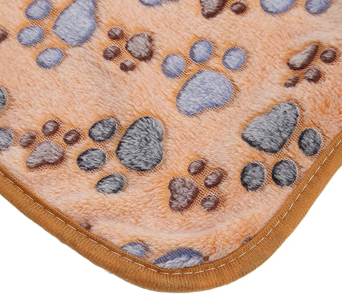 3Pcs Dog Paw Print Fleece Blanket, Pet Warm Sleep Mat, Coral Fleece Soft Dog Blanket with Cute Paw Design, Bite Resistant Pet Supplies for Dogs Cats Small Animals (S)