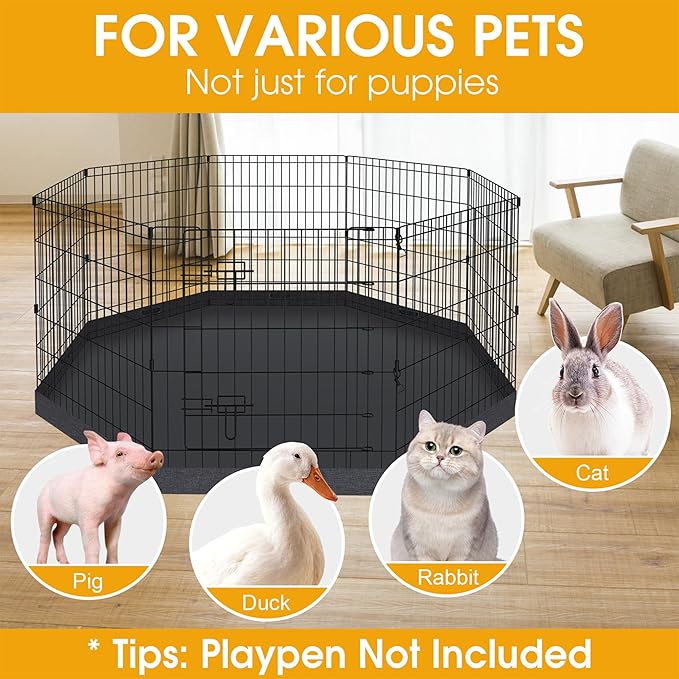 Dog Pet Playpen 8 Panel 24 Inch with Bottom Pad for Small Medium Pets Indoor Outdoor (Black Bottom Pad)